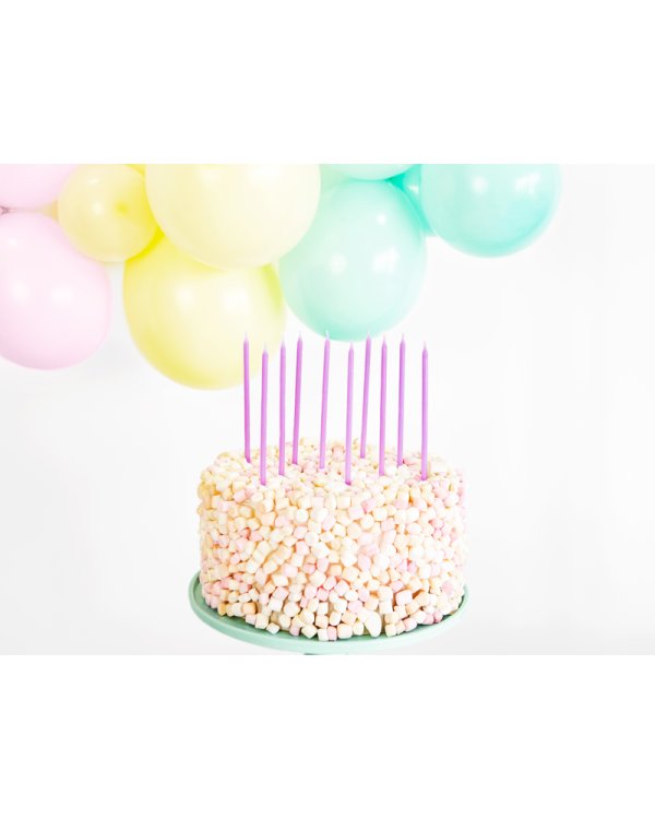 Plain birthday candles, light lilac, 14cm (1 pkt / 12 pc.)