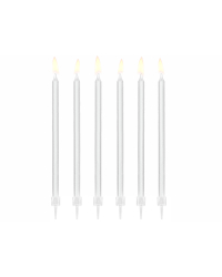 Plain birthday candles, white, 14cm (1 pkt / 12 pc.)