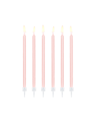 Plain birthday candles, light pink, 14cm (1 pkt / 12 pc.)