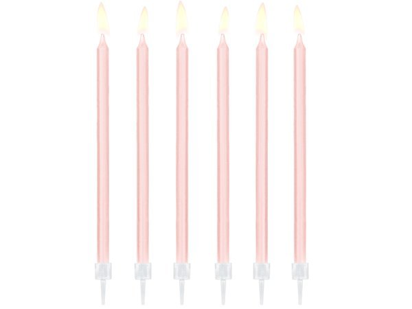Plain birthday candles, light pink, 14cm (1 pkt / 12 pc.)