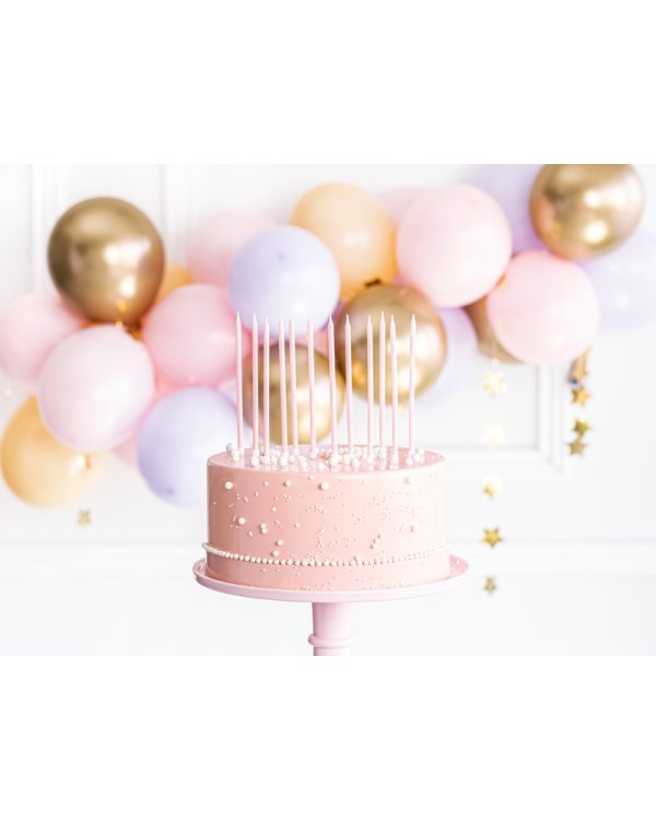 Plain birthday candles, light pink, 14cm (1 pkt / 12 pc.)