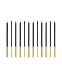 Plain birthday candles, black, 14 cm (1 pkt / 12 pc.)