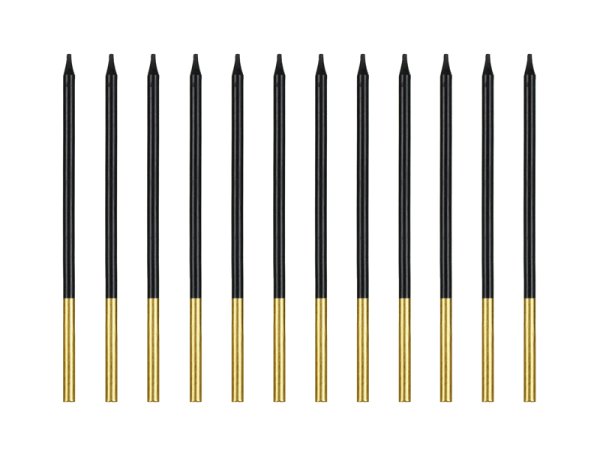 Plain birthday candles, black, 14 cm (1 pkt / 12 pc.)