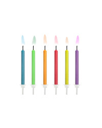Birthday candles Coloured Flames, mix (1 pkt / 6 pc.)