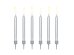 Birthday candles, plain, silver, 6cm (1 pkt / 6 pc.)