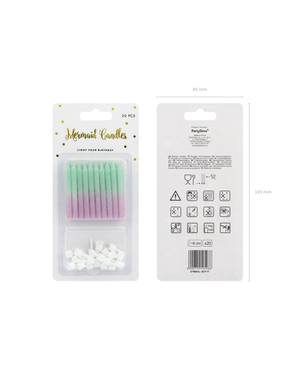 Birthday candles ombre, 6cm (1 pkt / 20 pc.)