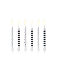 Birthday candles Dots and stripes, mix, 6.5cm (1 pkt / 6 pc.)
