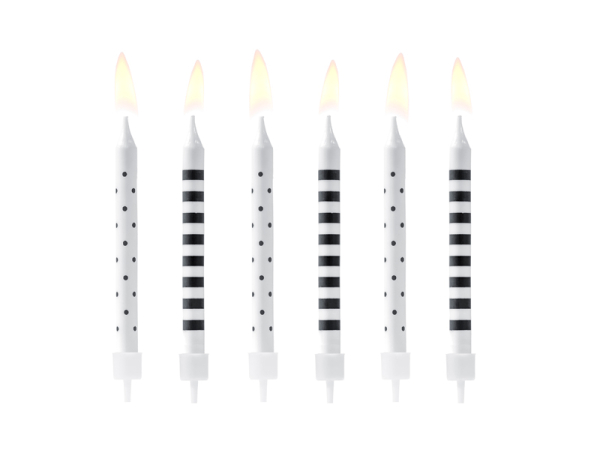 Birthday candles Dots and stripes, mix, 6.5cm (1 pkt / 6 pc.)