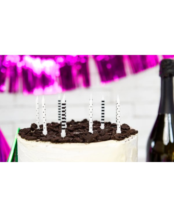 Birthday candles Dots and stripes, mix, 6.5cm (1 pkt / 6 pc.)