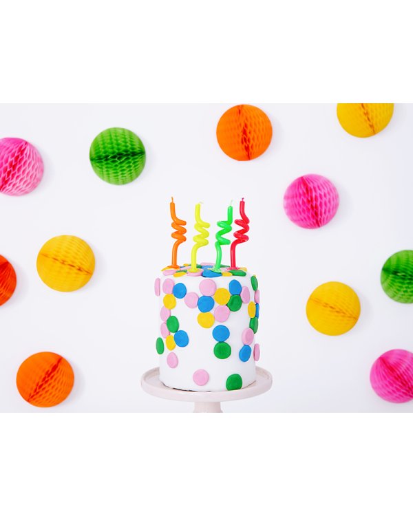 Birthday candles curl, mix, 8cm (1 pkt / 4 pc.)