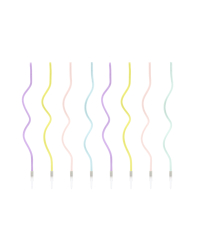 Birthday candles curl, mix, 14cm (1 pkt / 8 pc.)