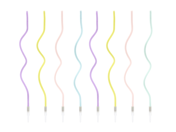 Birthday candles curl, mix, 14cm (1 pkt / 8 pc.)