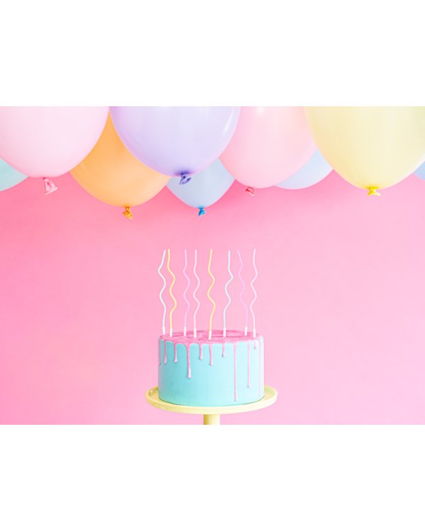 Birthday candles curl, mix, 14cm (1 pkt / 8 pc.)