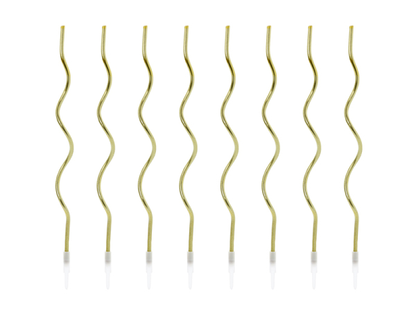 Birthday candles curl, gold, 14 cm (1 pkt / 8 pc.)