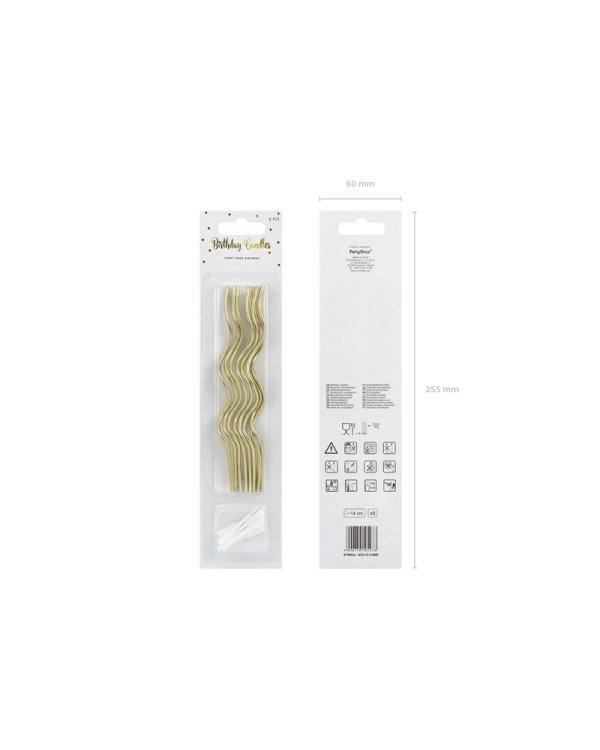 Birthday candles curl, gold, 14 cm (1 pkt / 8 pc.)