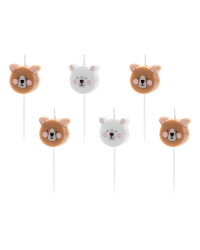 Birthday candles Bear, mix, 3cm (1 pkt / 6 pc.)