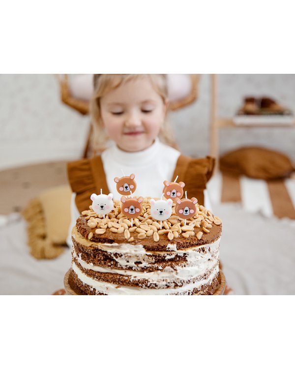 Birthday candles Bear, mix, 3cm (1 pkt / 6 pc.)