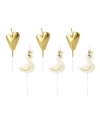 Birthday candles Lovely Swan, mix, 3.5-4cm (1 pkt / 6 pc.)