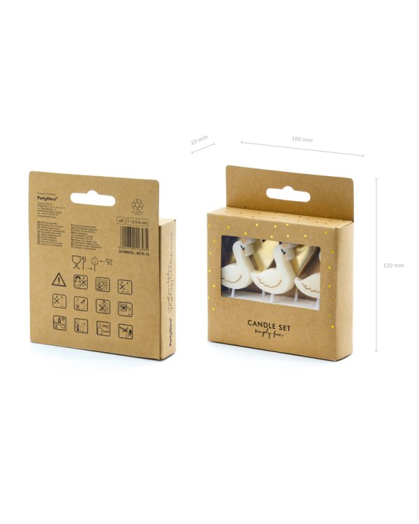 Birthday candles Lovely Swan, mix, 3.5-4cm (1 pkt / 6 pc.)