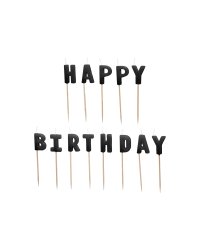 Happy Birthday birthday candles, 2.5 cm, black (1 pkt / 13 pc.)