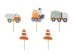 Birthday candles Road works, 3-4.5 cm, mix (1 pkt / 5 pc.)