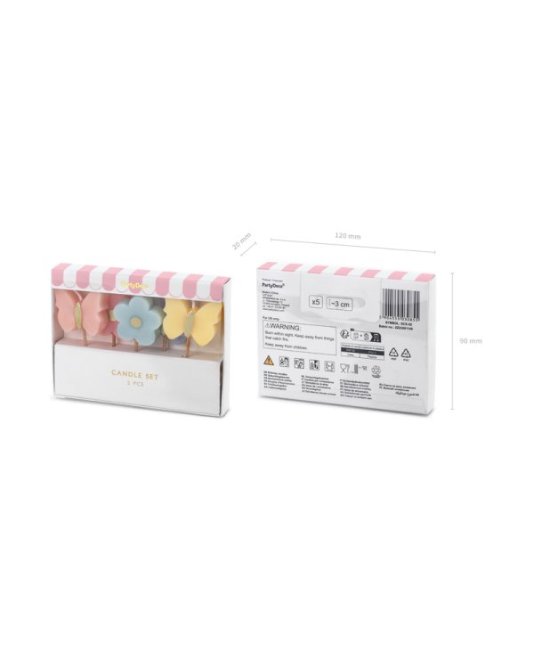 Birthday candles Butterflies, 3.5 cm, mix (1 pkt / 5 pc.)