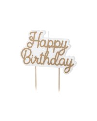 Birthday candle ''Happy Birthday'', cold gold, 7.5x10 cm