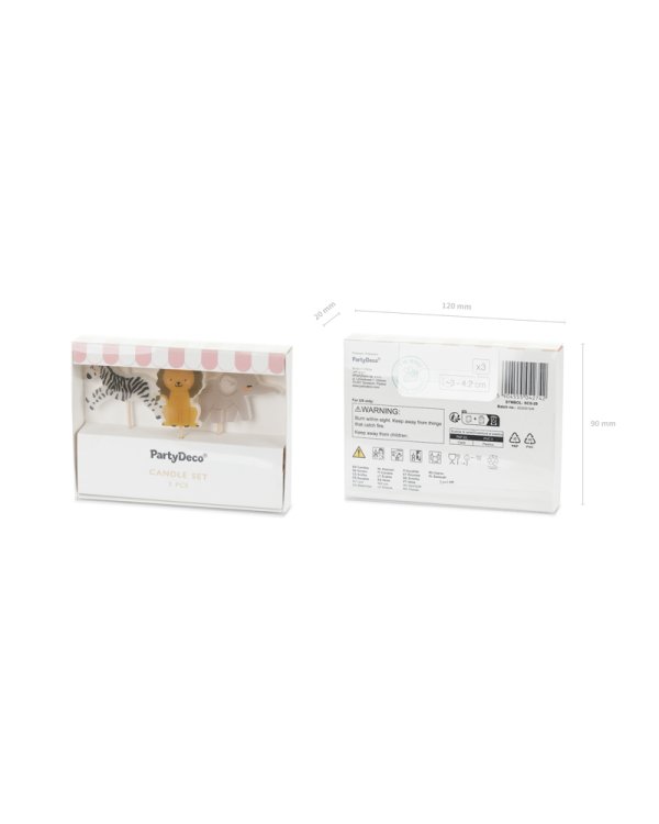 Birthday candles Safari, 3-4.2 cm, mix (1 pkt / 3 pc.)