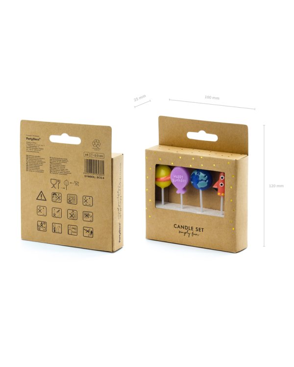Birthday candles Space, mix, 2-3cm (1 pkt / 4 pc.)
