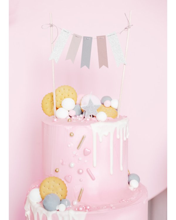 Birthday candles Stars, silver, 3.5cm (1 pkt / 5 pc.)