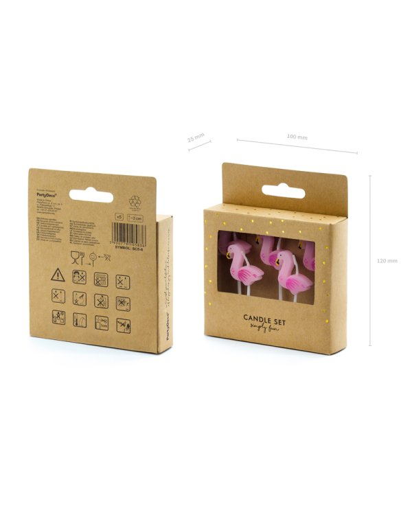 Birthday candles Flamingos, 3cm (1 pkt / 5 pc.)