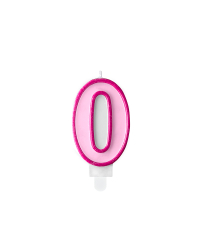 Birthday candle Number 0, pink, 7cm