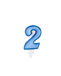 Birthday candle Number 2, blue, 7cm