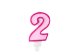 Birthday candle Number 2, pink, 7cm