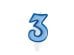 Birthday candle Number 3, blue, 7cm