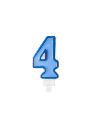 Birthday candle Number 4, blue, 7cm