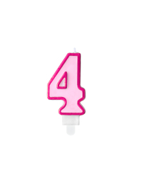 Birthday candle Number 4, pink, 7cm