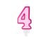 Birthday candle Number 4, pink, 7cm