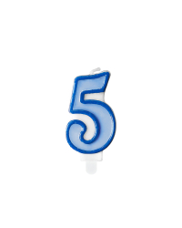 Birthday candle Number 5, blue, 7cm