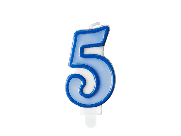 Birthday candle Number 5, blue, 7cm