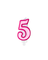 Birthday candle Number 5, pink, 7cm