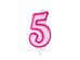 Birthday candle Number 5, pink, 7cm