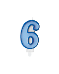 Birthday candle Number 6, blue, 7cm