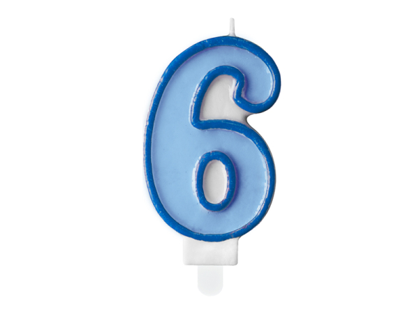 Birthday candle Number 6, blue, 7cm