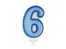 Birthday candle Number 6, blue, 7cm