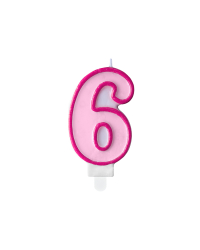 Birthday candle Number 6, pink, 7cm
