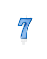 Birthday candle Number 7, blue, 7cm