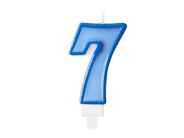 Birthday candle Number 7, blue, 7cm