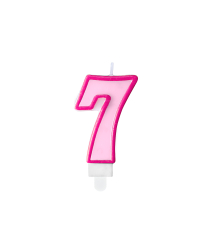 Birthday candle Number 7, pink, 7cm