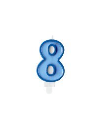 Birthday candle Number 8, blue, 7cm